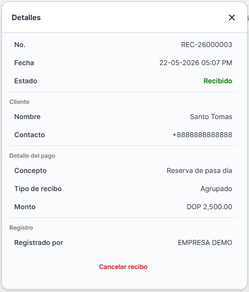Lista de recibos