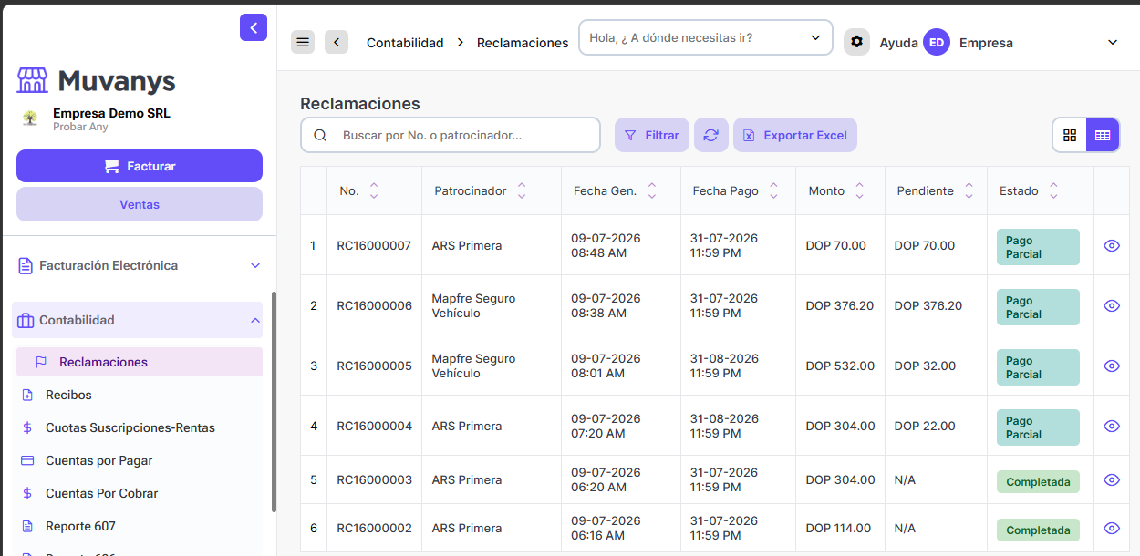 Reclamaciones